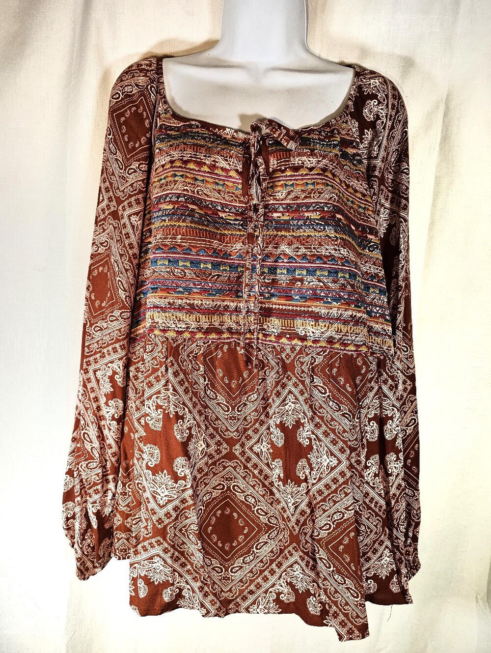 2/$20 Savanna Jane 2X Bandana Paisley Tunic Top